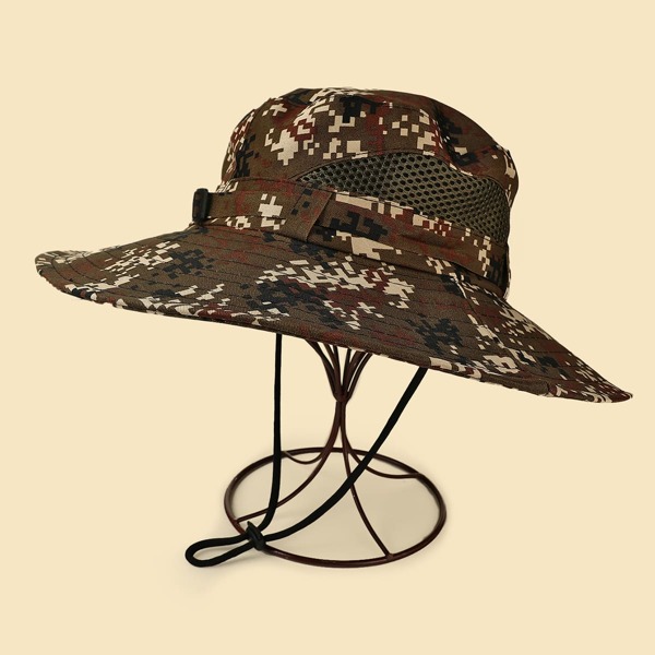 

Camo Pattern Bucket Hat, Multicolor