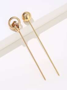 2 piezas de horquillas decorativas para el cabello con bola redonda para la calle - Dorado - Ver 2