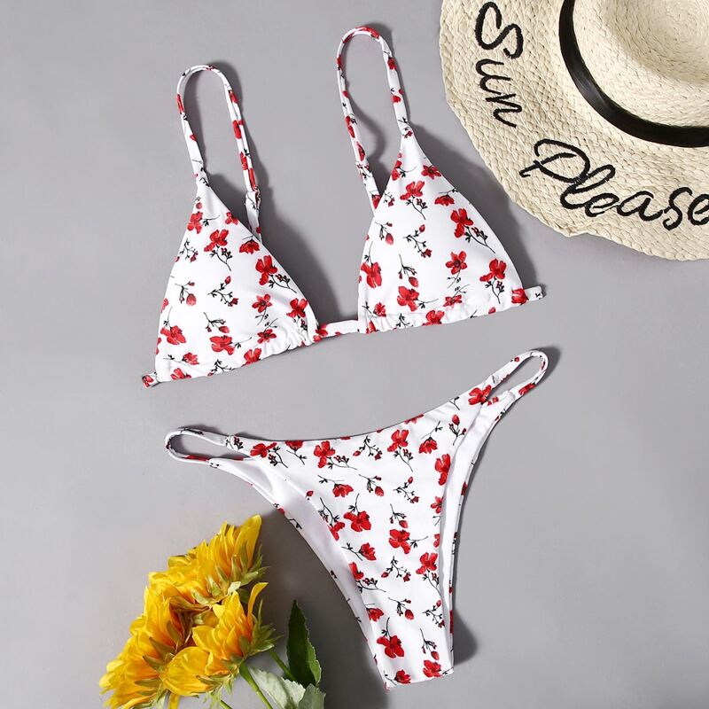 

Ditsy Flower Thong Bikini Swimsuit, Multicolor