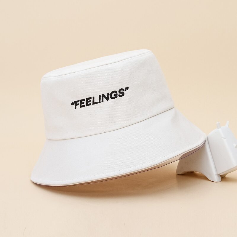 

Letter Embroidery Bucket Hat, White