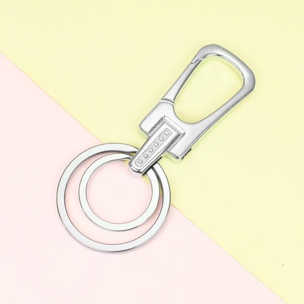 

Metal Ring Charm Keychain, Silver