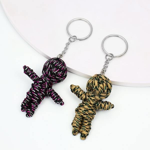 

2pcs Doll Charm Keychain, Multicolor