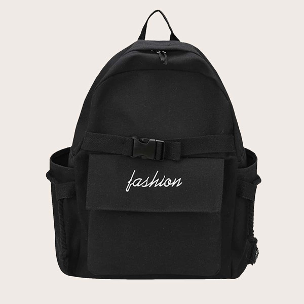 

Kids Buckle Decor Letter Graphic Backpack, Black