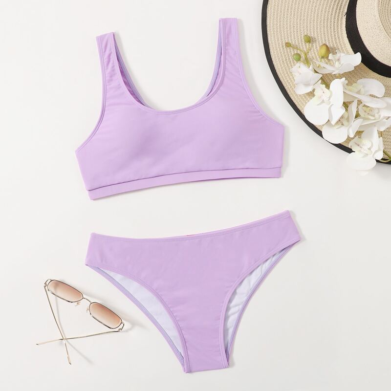 

Solid Bikini Swimsuit, Lilac purple