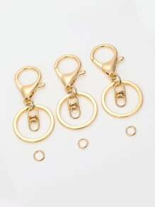 3pcs Metal Ring Charm Keychain - Gold - View 2