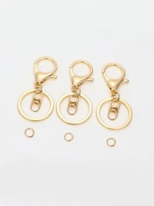 3pcs Metal Ring Charm Keychain - Gold - View 3