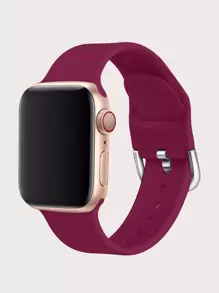 素色矽膠錶帶適用於Apple Watch - 紫紅色 - 查看 1