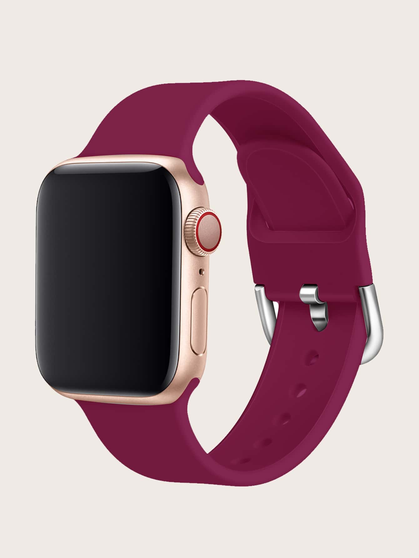 素色矽膠錶帶適用於Apple Watch - 紫紅色 - 查看 1