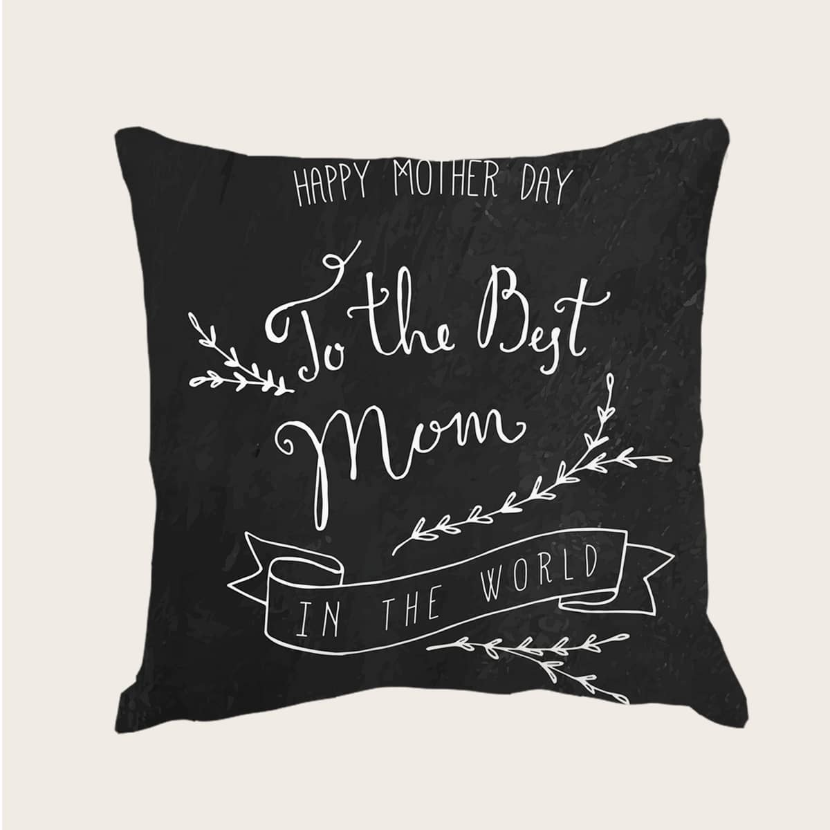 

Slogan Graphic Mother's Day Cushion Cover Without Filler, Black