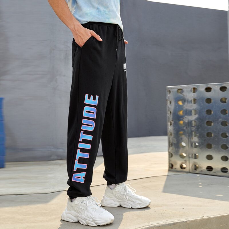 

Guys Letter Graphic Joggers, Black