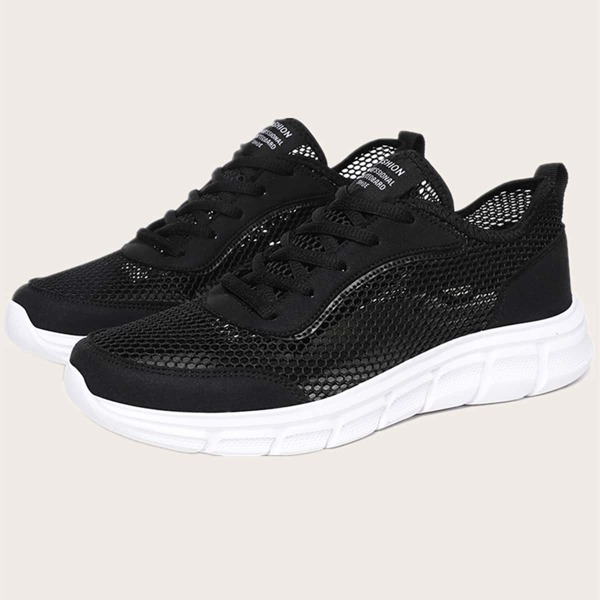 

Men Fishnet Breathable Sneakers, Black and white