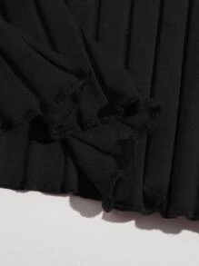 SHEIN EZwear Top de tirantes tejido de canalé de borde en forma de lechuga - Negro - Ver 4