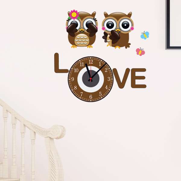 

Cartoon Owl Print Kids Wall Sticker, Multicolor