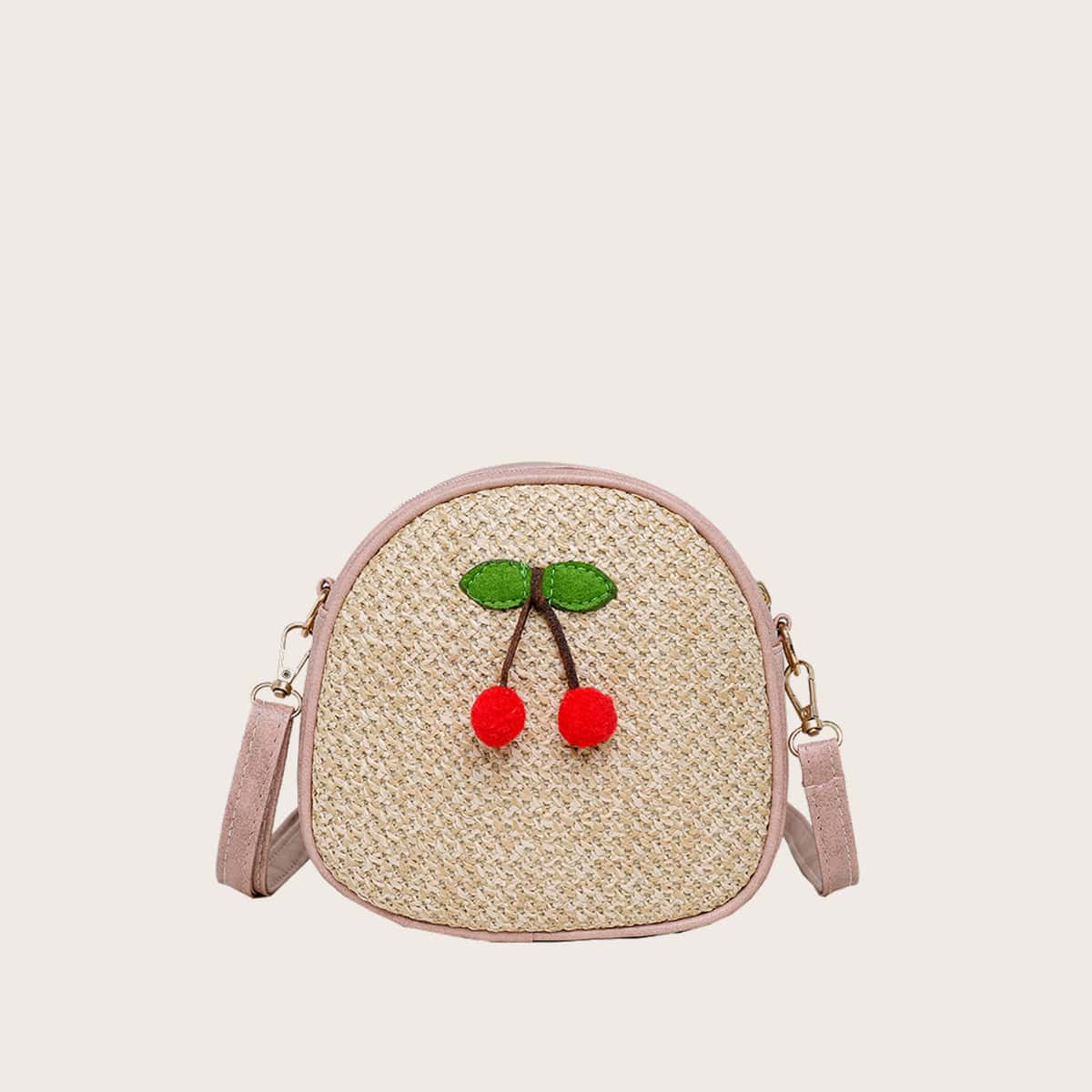 

Cherry Straw Crossbody Bag, Khaki