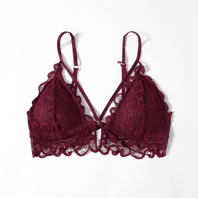 

Floral Lace Bralette, Burgundy