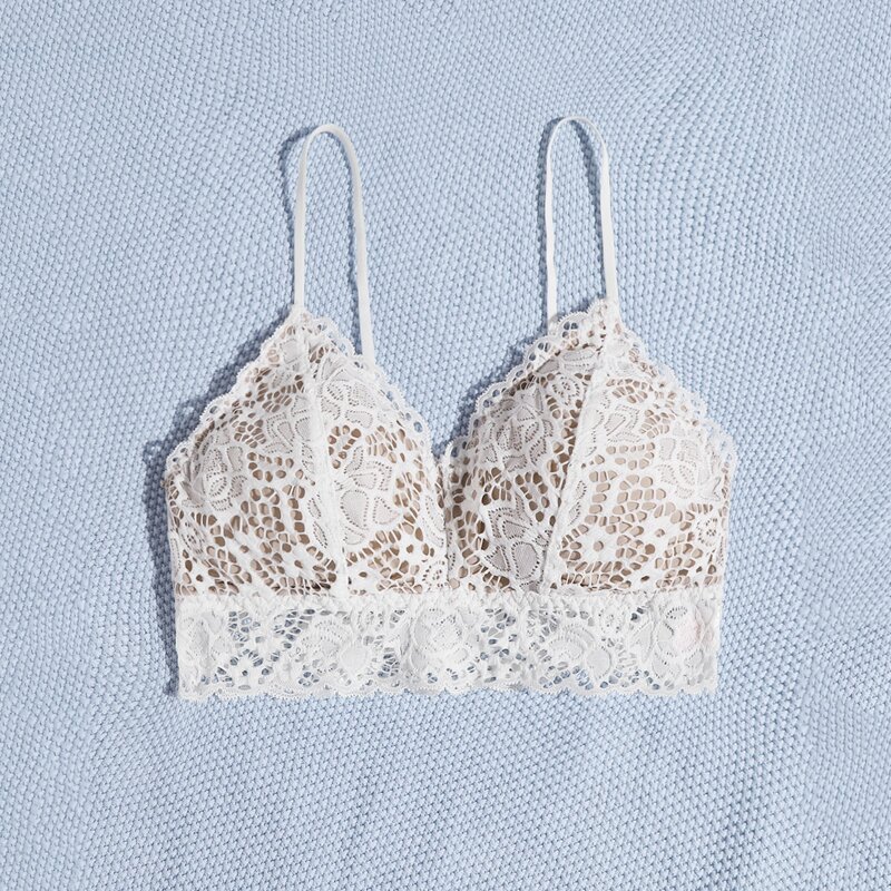 

Floral Lace Bralette, White