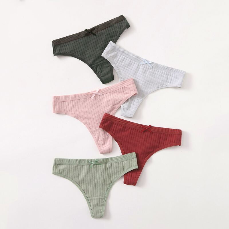 

5pack Bow Decor Thong Set, Multicolor