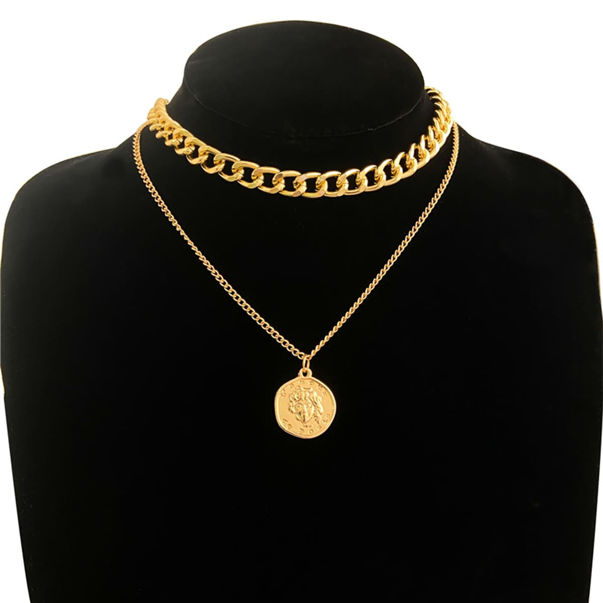 

Coin Charm Layered Necklace, Gold