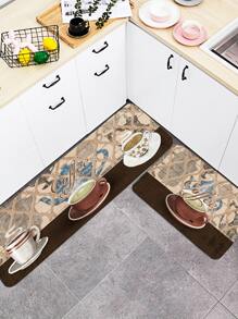 1入組咖啡圖案地板地墊 - 彩色 - 查看 1