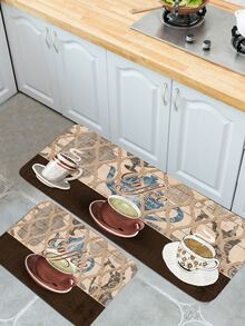 1入組咖啡圖案地板地墊 - 彩色 - 查看 2