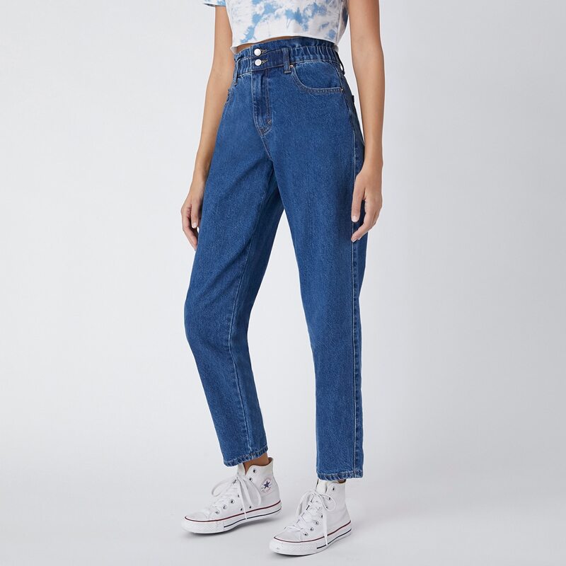 

Vintage High-Waist Denim Baggy Jeans, Medium wash