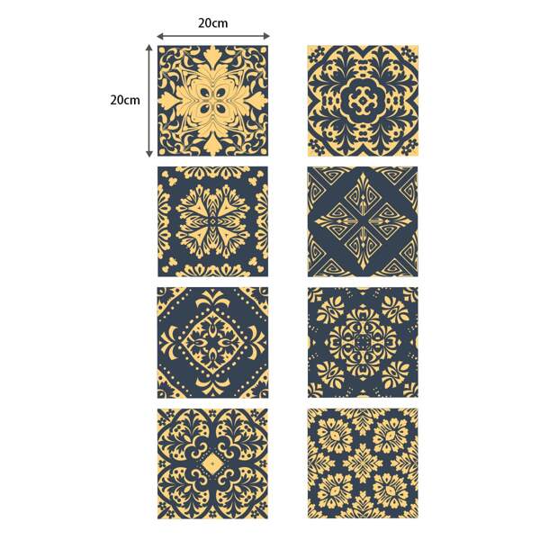 

8pcs Graphic Print Wall Sticker, Navy blue