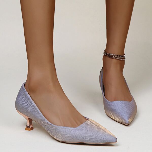 

Point Toe Mid Heeled Courts, Purple