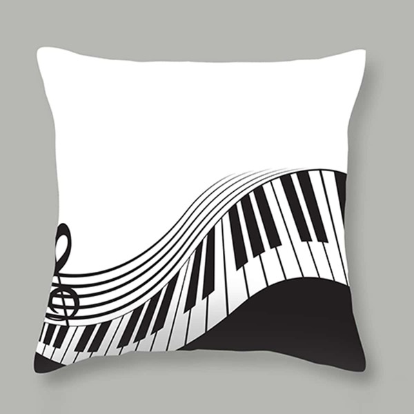 

Piano Print Cushion Cover Without Filler, Black and white