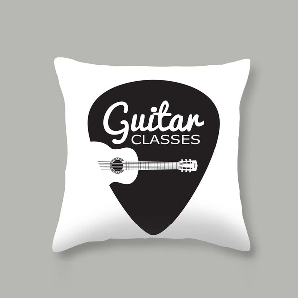 

Guitar Print Cushion Cover Without Filler, Black and white