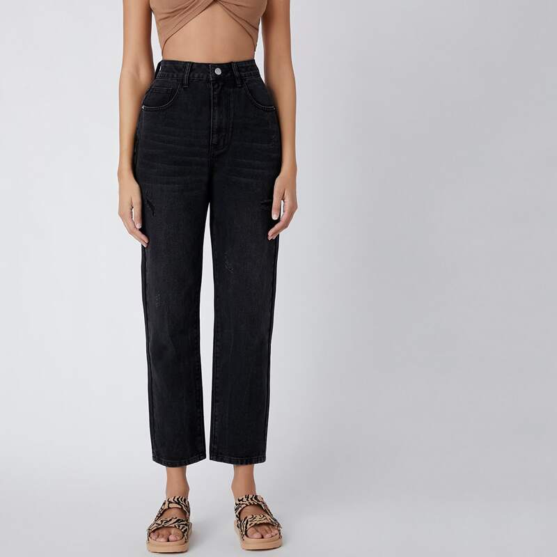 

90s Vintage HI-RISE Denim Mom Jeans, Black