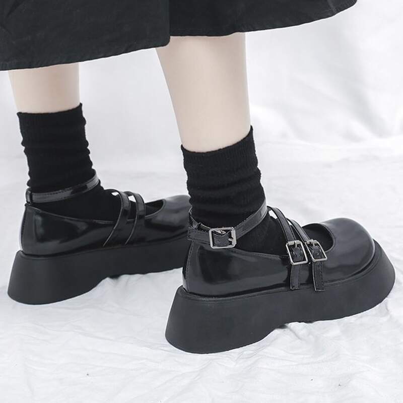 

Ankle Strap Mary Jane Wedges, Black