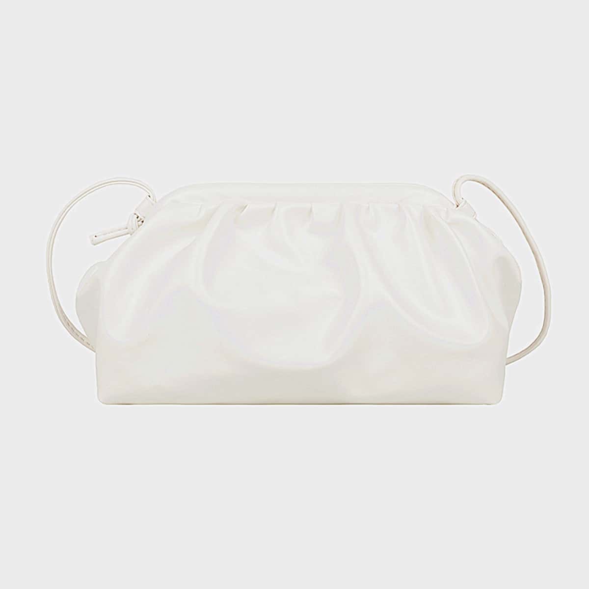 

Solid Ruched Crossbody Bag, White