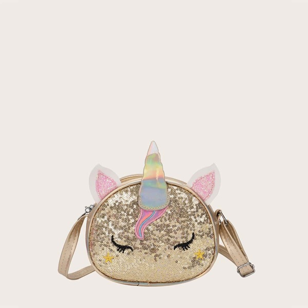 

Girls Unicorn Design Crossbody Bag, Gold