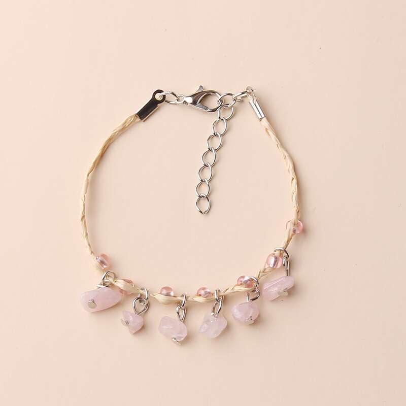 

Stone Straw Bracelet, Pink