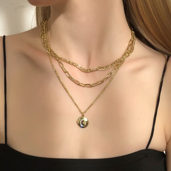 

Round Charm Layered Necklace, Gold