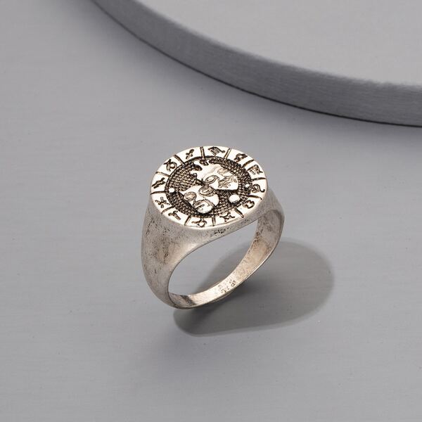 

Men Constellation Carving Ring, Antique silver