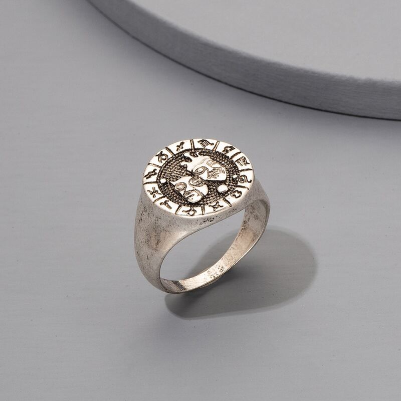 

Guys Constellation Carving Ring, Antique silver
