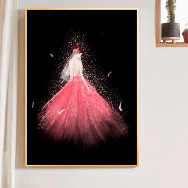 

Girl Print Unframed Painting, Black