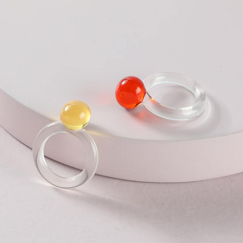 

2pcs Ball Decor Ring, Multicolor