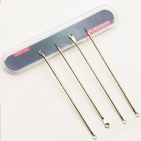 

4pcs Stainless Steel Acne Needle Set, Gold