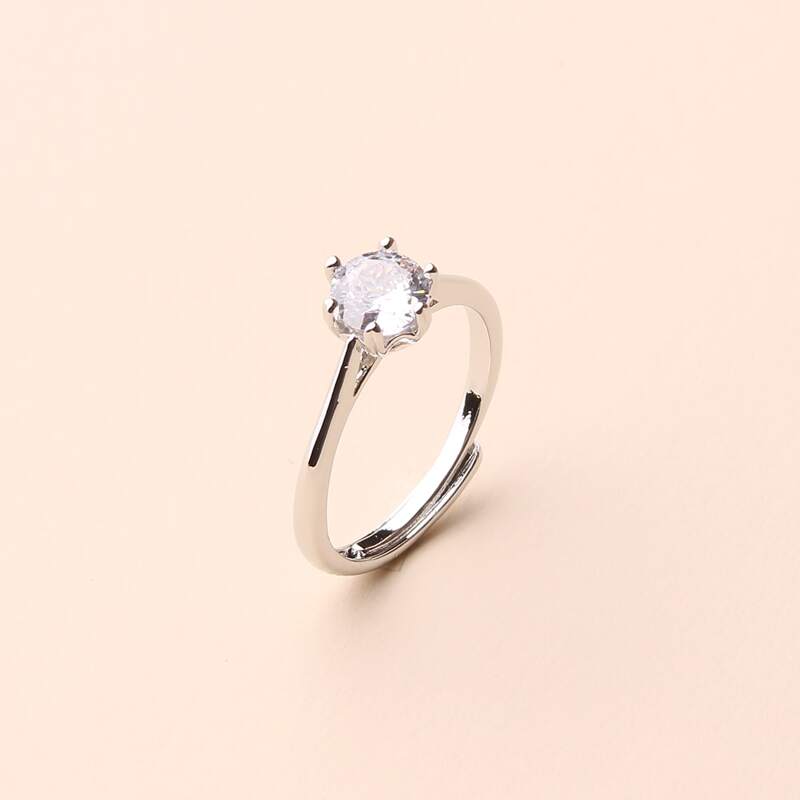 

1pc Crystal Ring, Silver