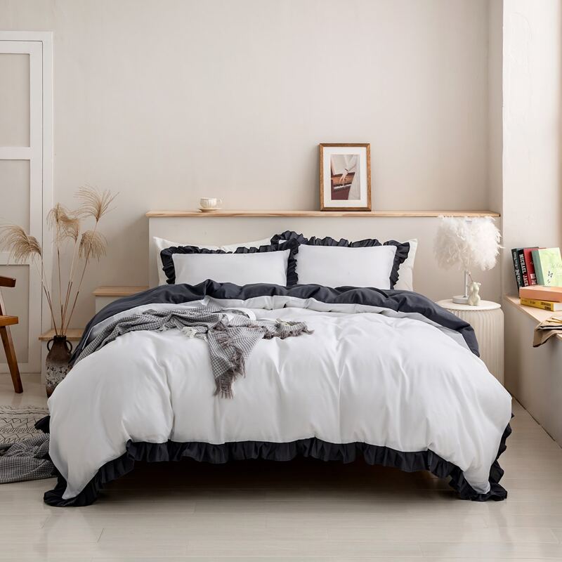 

Contrast Trim Duvet Cover Set Without Filler, White