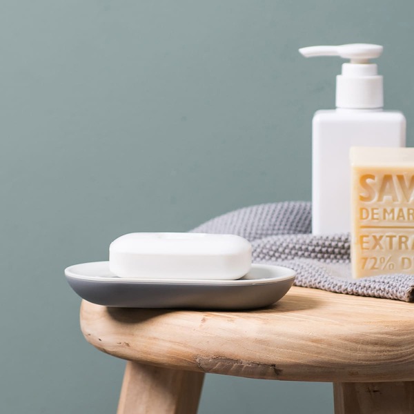 

1pc Color Block Soap Box, Light grey