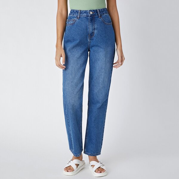 

Vintage High-Waist Denim Mom Jeans, Medium wash