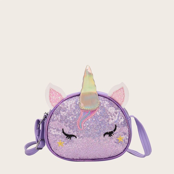 

Girls Unicorn Design Crossbody Bag, Purple