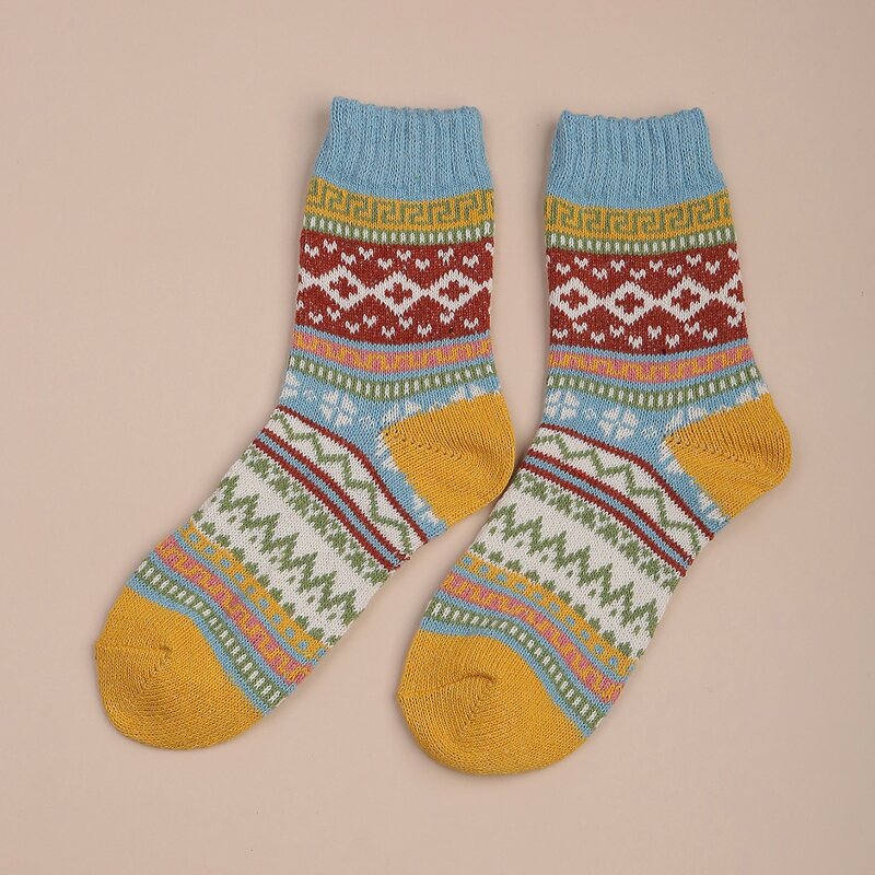 

1pair Geometric Pattern Crew Socks, Multicolor