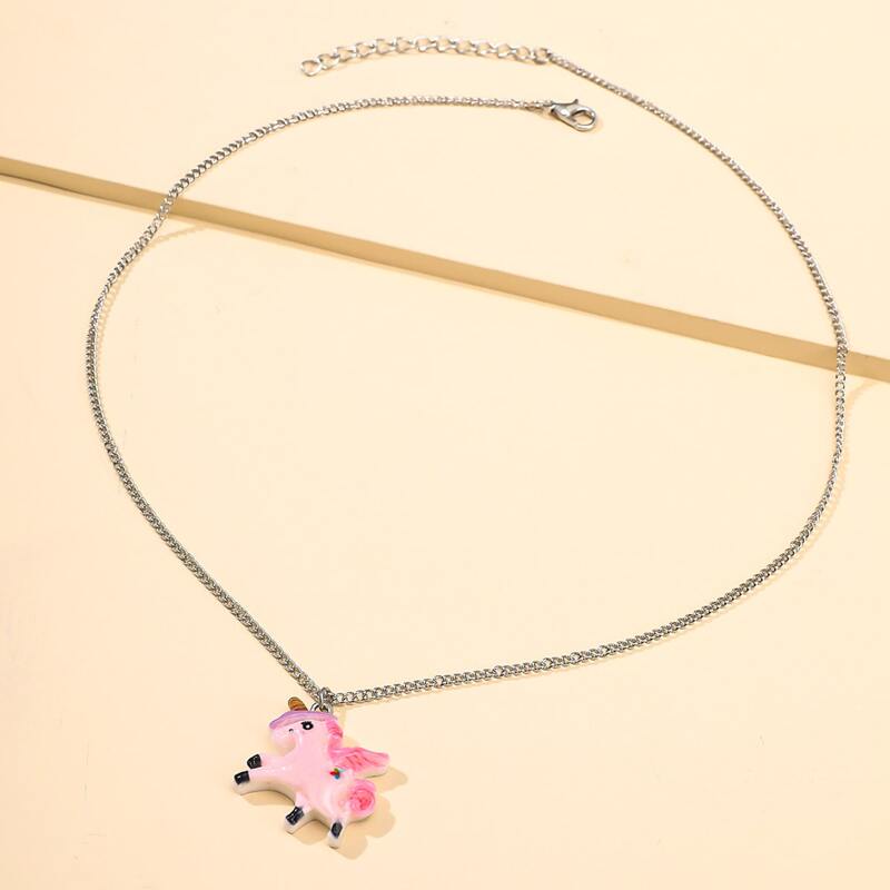

Unicorn Pendant Necklace, Pink
