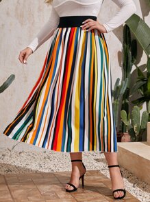 Mulvari Plus Colourful Striped Skirt - Multicolor - View 4