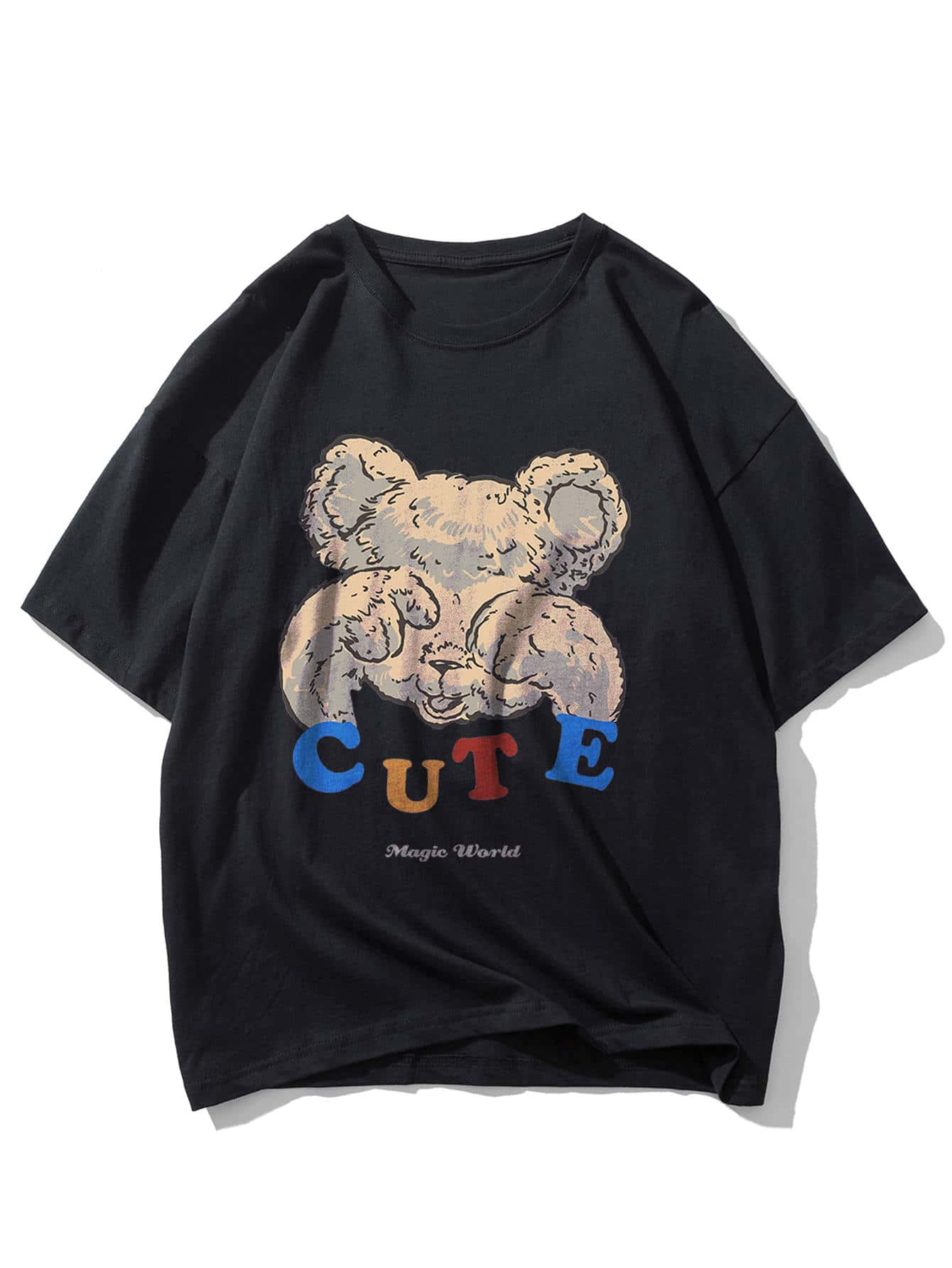 Manfinity Mäns brev- och tecknad T-shirt - Svart - Visa 1