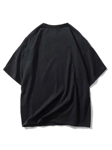 Manfinity Mäns brev- och tecknad T-shirt - Svart - Visa 2